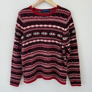 Karen Scott Patterned Fair Isle Sweater Wool Blend Size Large